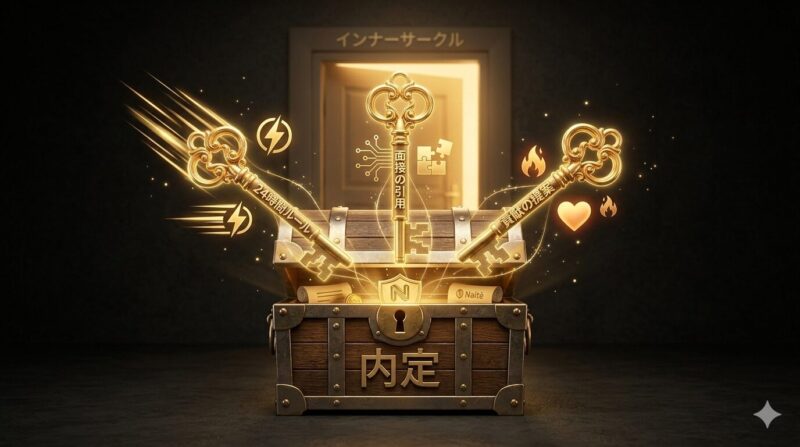 お礼メールで内定を引き寄せるための3つの戦略的要素の図解。