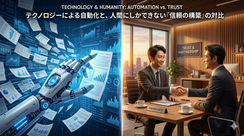 生成AIによる銀行業務の代替と人間に残る専門性の図解