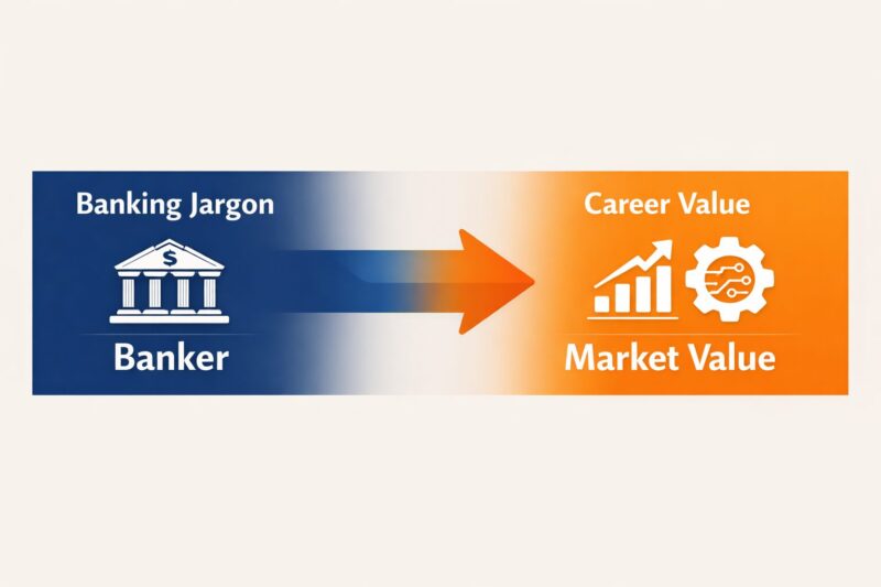 銀行員の専門スキルを一般企業の市場価値へと変換する比較図解