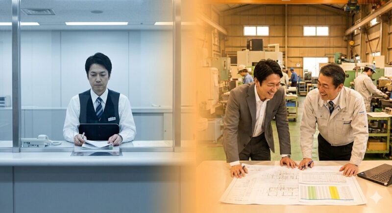 銀行員から中小企業のCFOへ転身し、社長の右腕として経営に深く関わるイメージ。