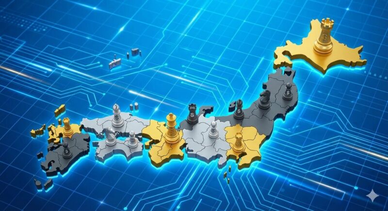 日本全国の第一地方銀行をサバイバル強度別に色分けした2026年版勢力図マップ。