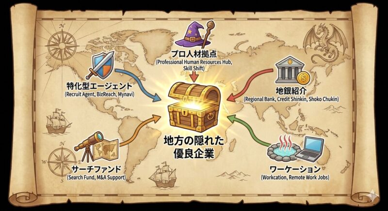 一般の求人サイトには載っていない、地方の優良企業求人にたどり着くための5つの具体的ルートマップ。