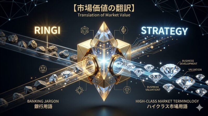 銀行員特有の経験を、ヘッドハンターが検索する汎用性の高いキーワードへ変換するプロセスの図解。