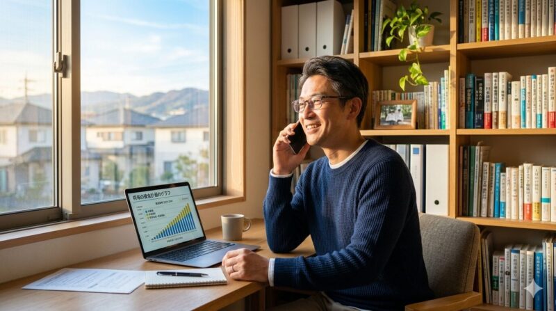 経済的な不安を払拭し、確信を持って次なるキャリアへ挑戦する決意を固めた瞬間。