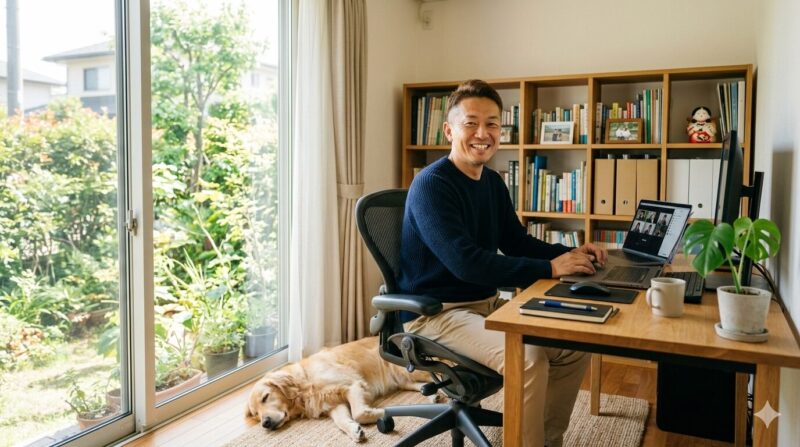 組織の縛りから解放され、理想的なワークライフバランスとプロとしての矜持を手に入れたフラクショナル・バンカーの姿。