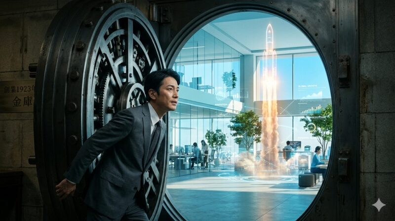 地方銀行員がベンチャーデット業界という新しい金融のフロンティアへ挑戦するイメージ図。