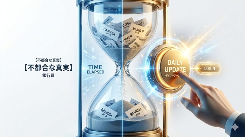 ビズリーチにおけるログイン頻度が検索順位にもたらす圧倒的な影響を示す視覚的メタファー。