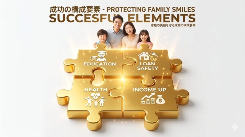 転職が単なる仕事の変更ではなく、家族全体の生活の質（QoL）を向上させる多面的な解決策であることの図解。