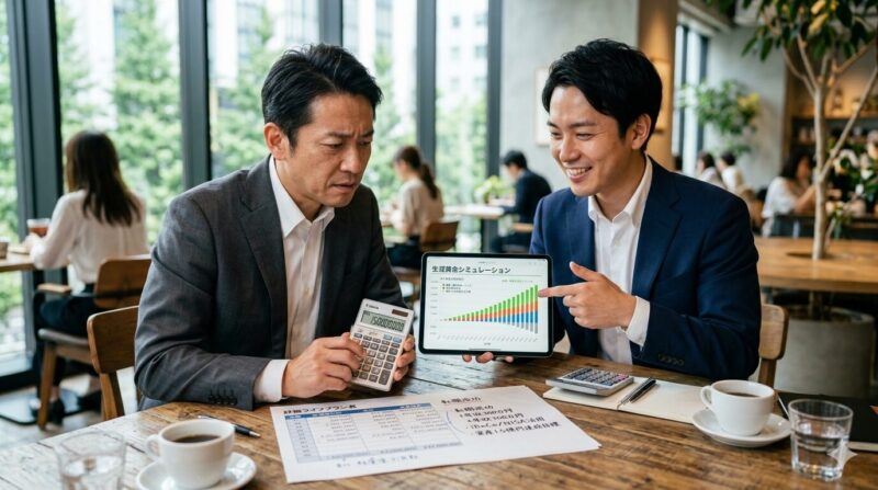 住宅ローンの利息増を恐れて残留した先輩と、戦略的な借り換えで成功した後輩の明暗を示す一次情報の共有。