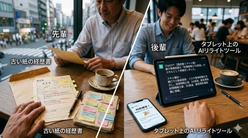 銀行員出身の先輩と後輩の間で分かれた、職務経歴書の作成手法と結果の明暗。