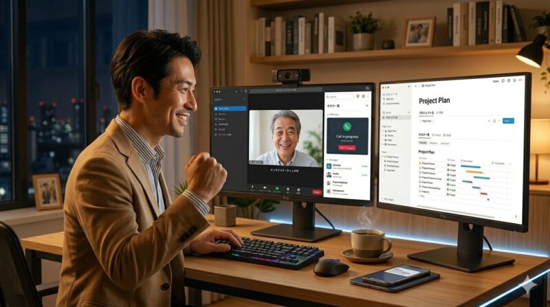 副業で初めての顧問案件を獲得し、顧客から感謝の言葉をかけられる元銀行員の喜び。