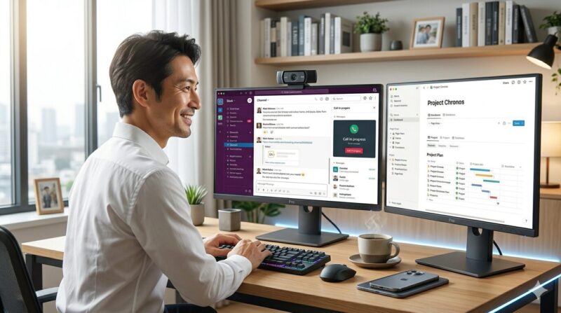 フルリモート環境に適応し、最新のITツールを使いこなして活き活きと働く元銀行員。