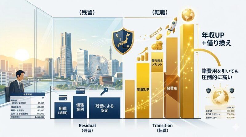 銀行残留と転職後の実質収支比較シミュレーション
