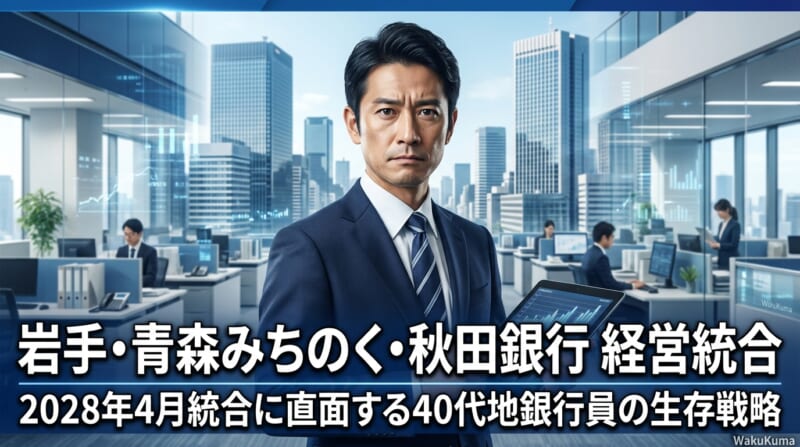 【13兆円の衝撃】岩手・青森みちのく・秋田銀行 経営統合発表と40代地銀行員の生存戦略を解説するアイキャッチ画像